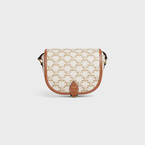 MEDIUM FOLCO BAG IN TRIOMPHE CANVAS AND CALFSKIN WHITE - Image 1